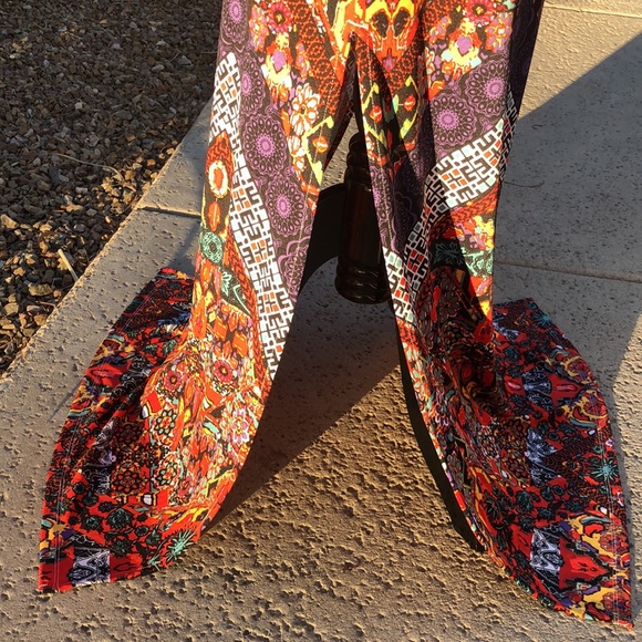 Colorful Patterned Spaghetti Straps Maxi Dress w/ Side Splits! Sz L; FITS LIKE M - Picture 8 of 12